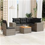 vidaXL 6-delige Loungeset met kussens poly rattan grijs