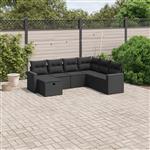 vidaXL 7-delige Loungeset met kussens poly rattan zwart