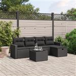 vidaXL 6-delige Loungeset met kussens poly rattan zwart