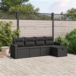 vidaXL 5-delige Loungeset met kussens poly rattan zwart