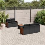 vidaXL 6-delige Loungeset met kussens poly rattan zwart