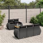 vidaXL 6-delige Loungeset met kussens poly rattan zwart