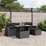 vidaXL 6-delige Loungeset met kussens poly rattan zwart