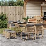 vidaXL 9-delige Tuinset met kussens poly rattan gemengd beige