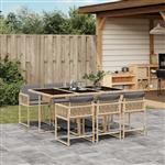 vidaXL 7-delige Tuinset met kussens poly rattan gemengd beige