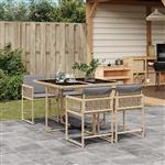 vidaXL 5-delige Tuinset met kussens poly rattan gemengd beige