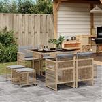 vidaXL 9-delige Tuinset met kussens poly rattan gemengd beige