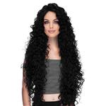 Lace front pruik lang zwart krullend haar Delilah