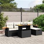 vidaXL 6-delige Loungeset met kussens poly rattan zwart