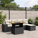 vidaXL 6-delige Loungeset met kussens poly rattan zwart