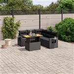 vidaXL 6-delige Loungeset met kussens poly rattan zwart