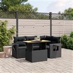 vidaXL 5-delige Loungeset met kussens poly rattan zwart