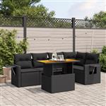 vidaXL 6-delige Loungeset met kussens poly rattan zwart