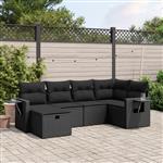 vidaXL 6-delige Loungeset met kussens poly rattan zwart