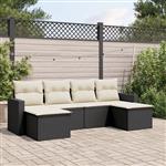 vidaXL 6-delige Loungeset met kussens poly rattan zwart