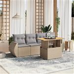 vidaXL 5-delige Loungeset met kussens poly rattan beige