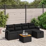 vidaXL 6-delige Loungeset met kussens poly rattan zwart