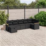 vidaXL 7-delige Loungeset met kussens poly rattan zwart