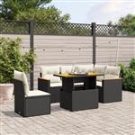 vidaXL 6-delige Loungeset met kussens poly rattan zwart