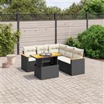 vidaXL 6-delige Loungeset met kussens poly rattan zwart