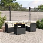 vidaXL 5-delige Loungeset met kussens poly rattan zwart