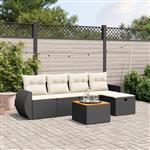 vidaXL 6-delige Loungeset met kussens poly rattan zwart