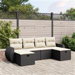 vidaXL 6-delige Loungeset met kussens poly rattan zwart