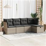 vidaXL 5-delige Loungeset met kussens poly rattan grijs