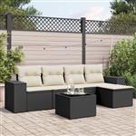 vidaXL 6-delige Loungeset met kussens poly rattan zwart