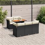 vidaXL 6-delige Loungeset met kussens poly rattan zwart