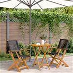 vidaXL 3-delige Bistroset poly rattan en massief hout zwart