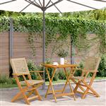 vidaXL 3-delige Bistroset poly rattan en massief hout beige