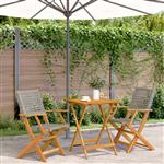 vidaXL 3-delige Bistroset poly rattan en massief hout grijs