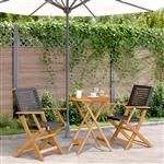 vidaXL 3-delige Bistroset poly rattan en massief hout zwart