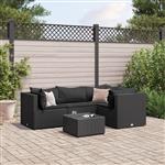 vidaXL 5-delige Loungeset met kussens poly rattan zwart