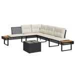 vidaXL 2-delige Loungeset met kussens poly rattan en glas zwart