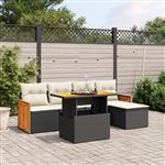 vidaXL 6-delige Loungeset met kussens poly rattan zwart