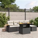 vidaXL 6-delige Loungeset met kussens poly rattan zwart