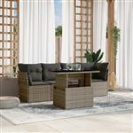 vidaXL 5-delige Loungeset met kussens poly rattan grijs