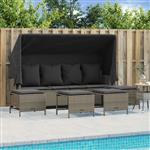 vidaXL 5-delige Loungeset met kussens poly rattan lichtgrijs