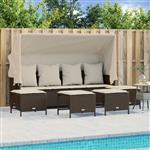 vidaXL 5-delige Loungeset met kussens poly rattan bruin