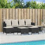 vidaXL 5-delige Loungeset met kussens poly rattan zwart