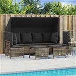 vidaXL 5-delige Loungeset met kussens poly rattan grijs