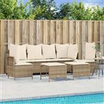 vidaXL 5-delige Loungeset met kussens poly rattan beige