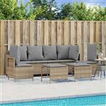 vidaXL 5-delige Loungeset met kussens poly rattan beige