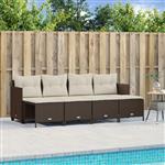 vidaXL 5-delige Loungeset met kussens poly rattan bruin