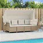 vidaXL 5-delige Loungeset met kussens poly rattan beige