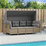 vidaXL 5-delige Loungeset met kussens poly rattan beige