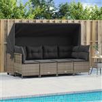 vidaXL 5-delige Loungeset met kussens poly rattan grijs