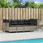 vidaXL 5-delige Loungeset met kussens poly rattan lichtgrijs